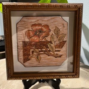 Vintage Wood Shadowbox Floral Art